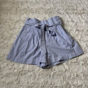J. Crew Women's Size 2 Blue/White Striped Seersucker Paper Bag Shorts